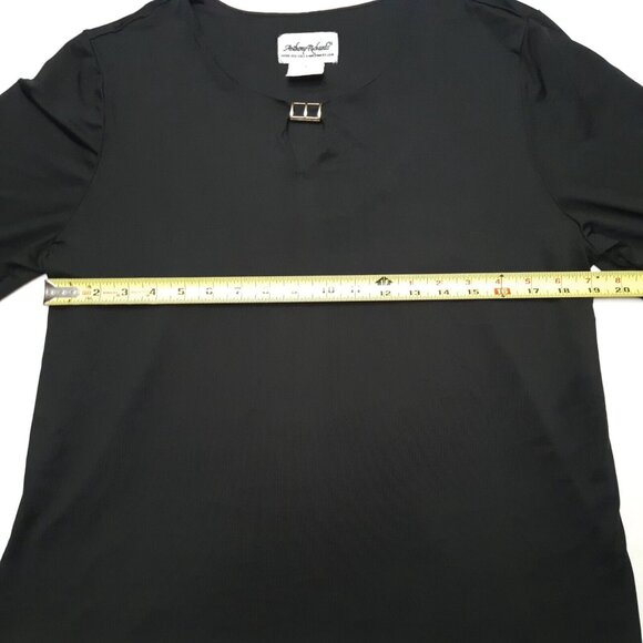 Anthony Richards Top Womens Large Black Stretch 3/4 Sleeve Blouse 38 in Chest - Picture 2 of 12
